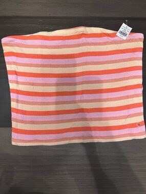 Striped Tube Top in Coral, Pink, Cream